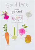 Rooting For You Good Luck Exams card by UK Greetings featuring colorful, cheerful design with encouraging message for students.