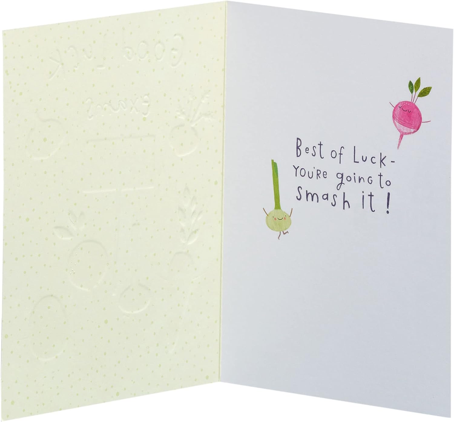 UK Greetings rooting for you good luck exams card with colorful design and encouraging message for students.