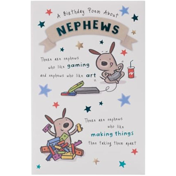 Sweet Poem Design Nephew Birthday Card from UK Greetings featuring colorful heartfelt message and cheerful design.