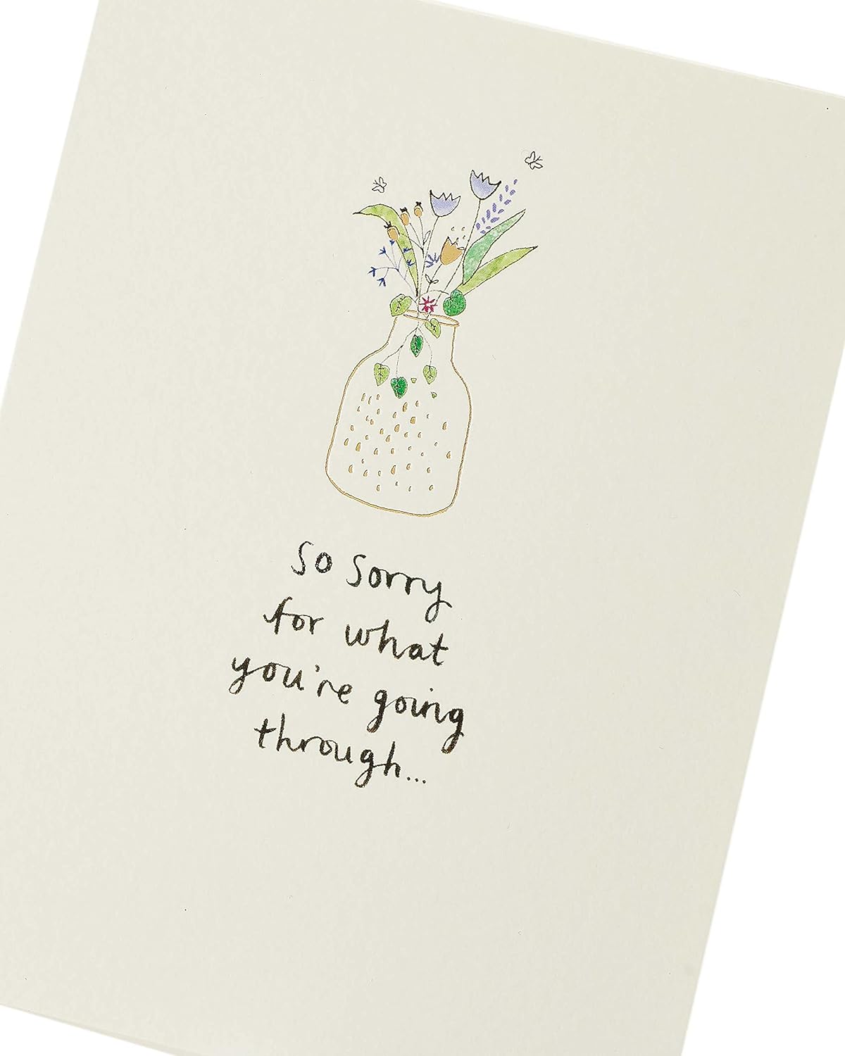 UK Greetings sympathy card featuring comforting words and an elegant design for expressing condolences.