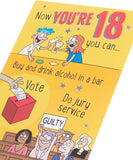 UK Greetings 18th birthday card for him, her, or friends featuring a witty cartoon design, perfect for celebrating milestone birthdays.