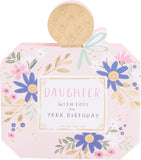 UK Greetings birthday card for daughter featuring a perfume bottle-shaped design, with floral and elegant decorative elements.