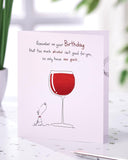 UK Greetings birthday card for her or friend featuring a humorous wine design, ideal for celebrating special occasions.