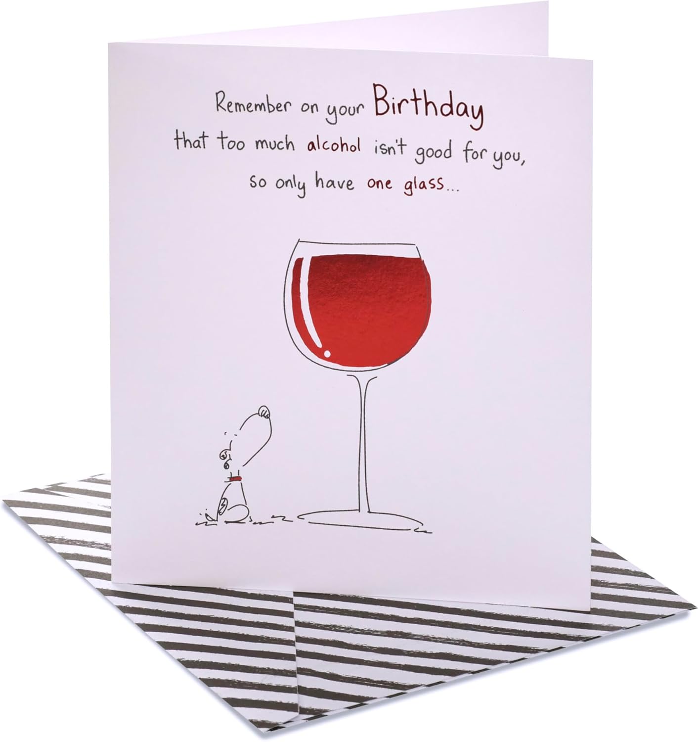 UK Greetings birthday card for her or friend featuring a humorous wine design, perfect for celebrating special occasions.