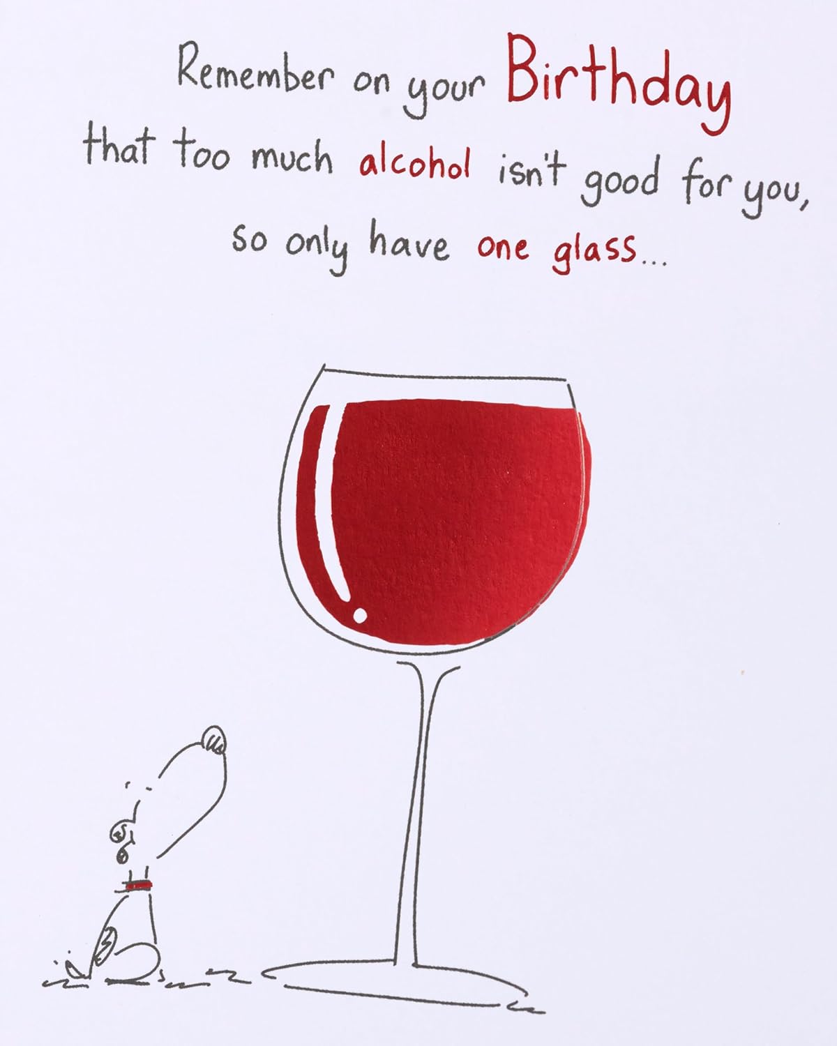UK Greetings birthday card for her with a humorous wine design, perfect for friends celebrating special occasions.