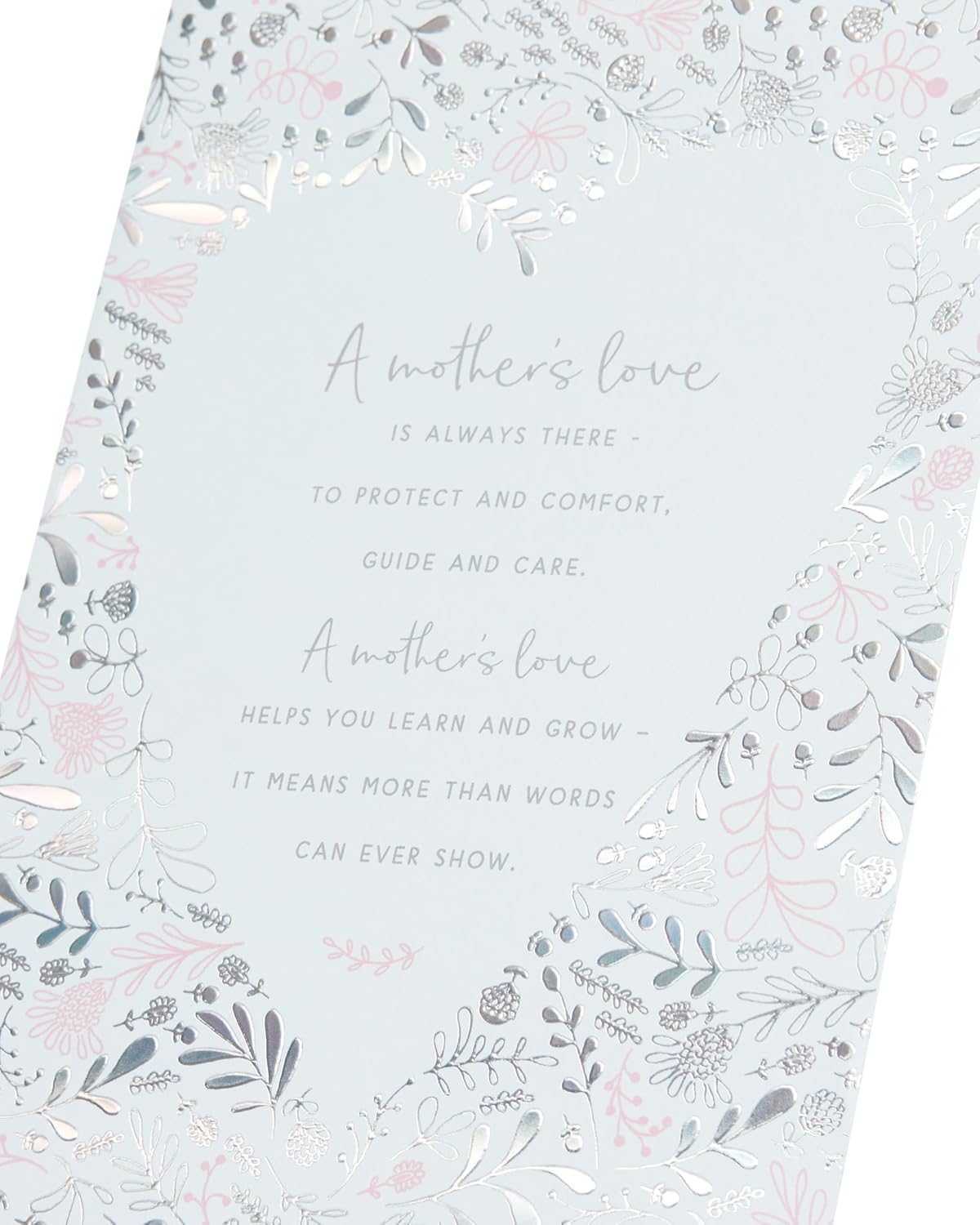 UK Greetings birthday card for mum featuring a Mother's Love design with floral and heartfelt message on the front.