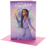 Disney Wish Birthday Card for Daughter by UK Greetings, featuring Asha design with colorful Disney characters and festive decorations.