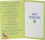 UK Greetings Father's Day card for Dad featuring a humorous football design and festive messaging.