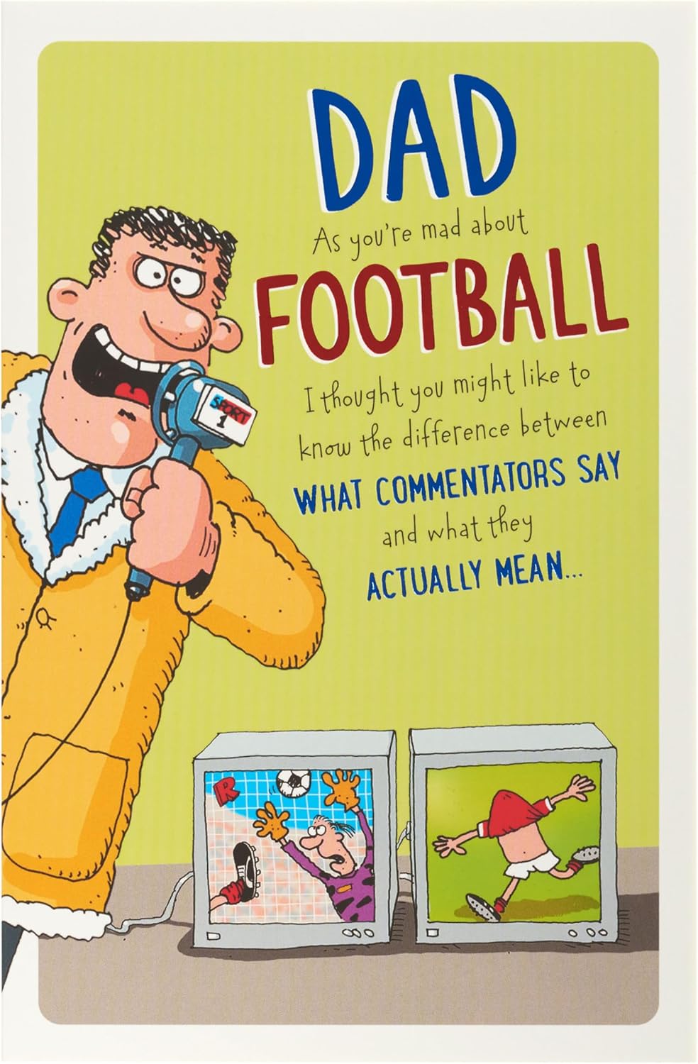Funny Father's Day card by UK Greetings featuring a football-themed design for dad, perfect for celebrating special occasions.