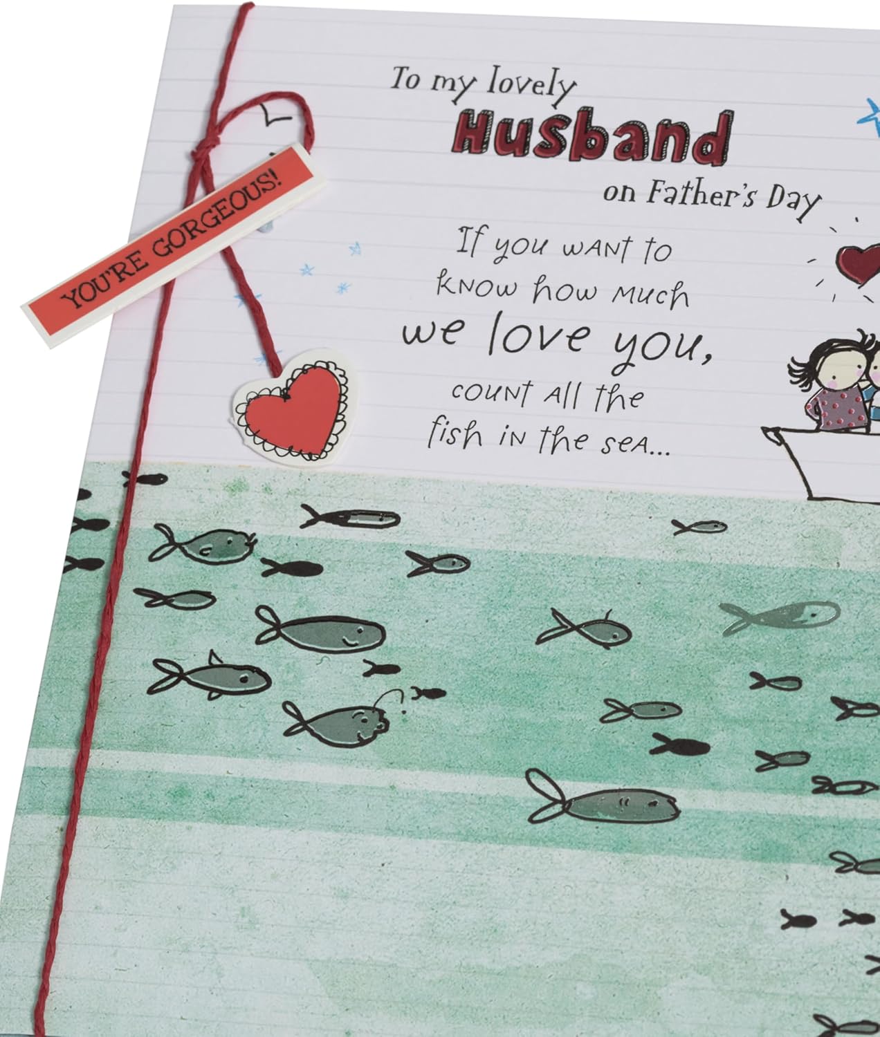 UK Greetings Father's Day card for husband featuring a sweet design, with colorful illustrations and heartfelt message inside.