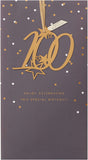 Elegant 100th birthday greeting card with detachable keepsake from UK Greetings, featuring a refined design and celebratory details.