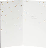 Elegant 100th birthday greeting card with detachable keepsake from UK Greetings, featuring a refined design and celebratory details.
