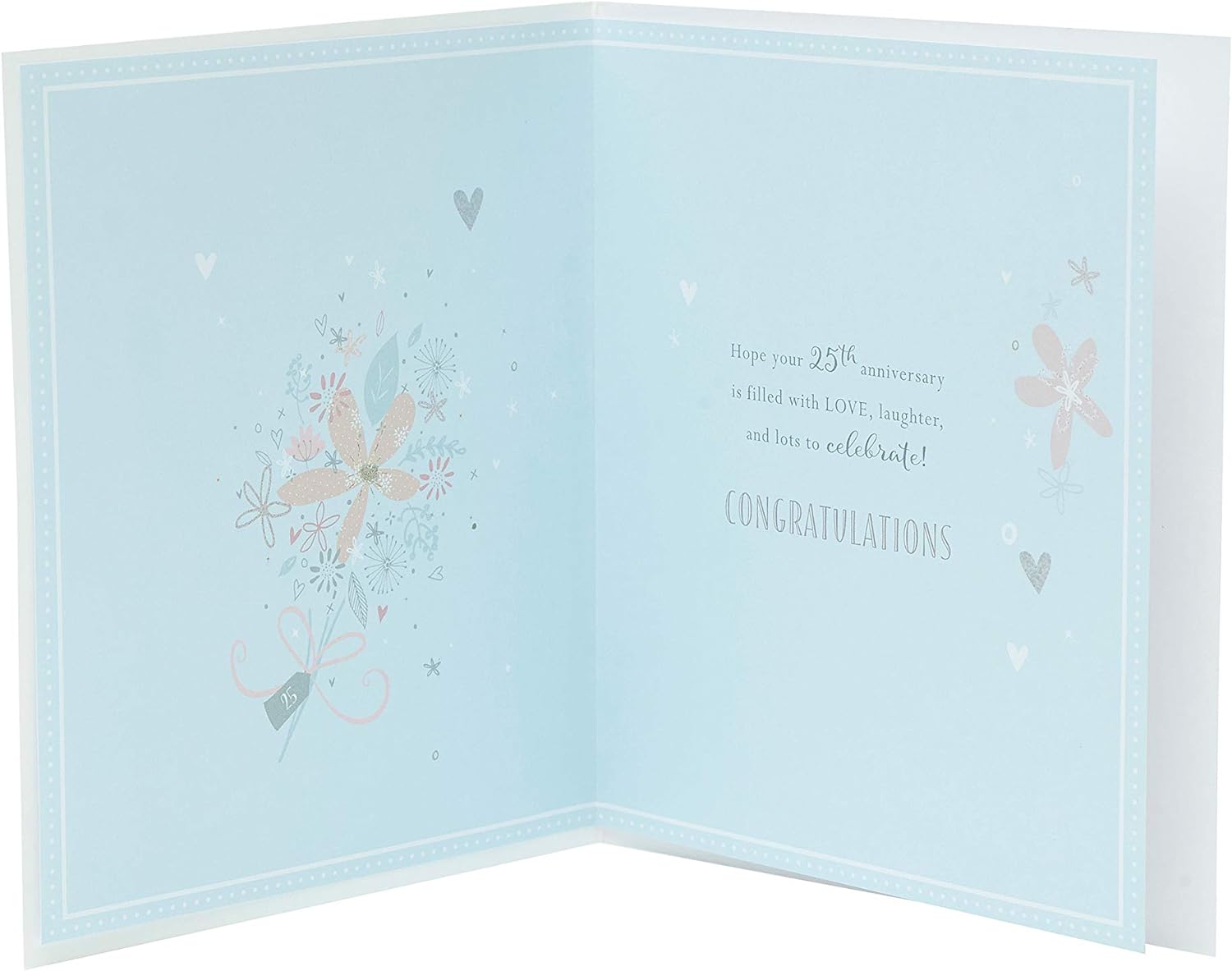 Silver anniversary greeting card with sparkling gems and sequins from UK Greetings, featuring a festive and elegant design.