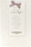 Silver anniversary greeting card for wife featuring a romantic bow design, by UK Greetings.