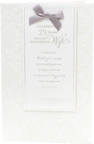 Silver anniversary greeting card for wife with romantic bow design, by UK Greetings, featuring elegant silver accents and heartfelt message.