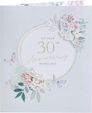 Beautiful floral 30th wedding anniversary greeting card for him, her, or a friend by UK Greetings, featuring colorful flower illustrations.