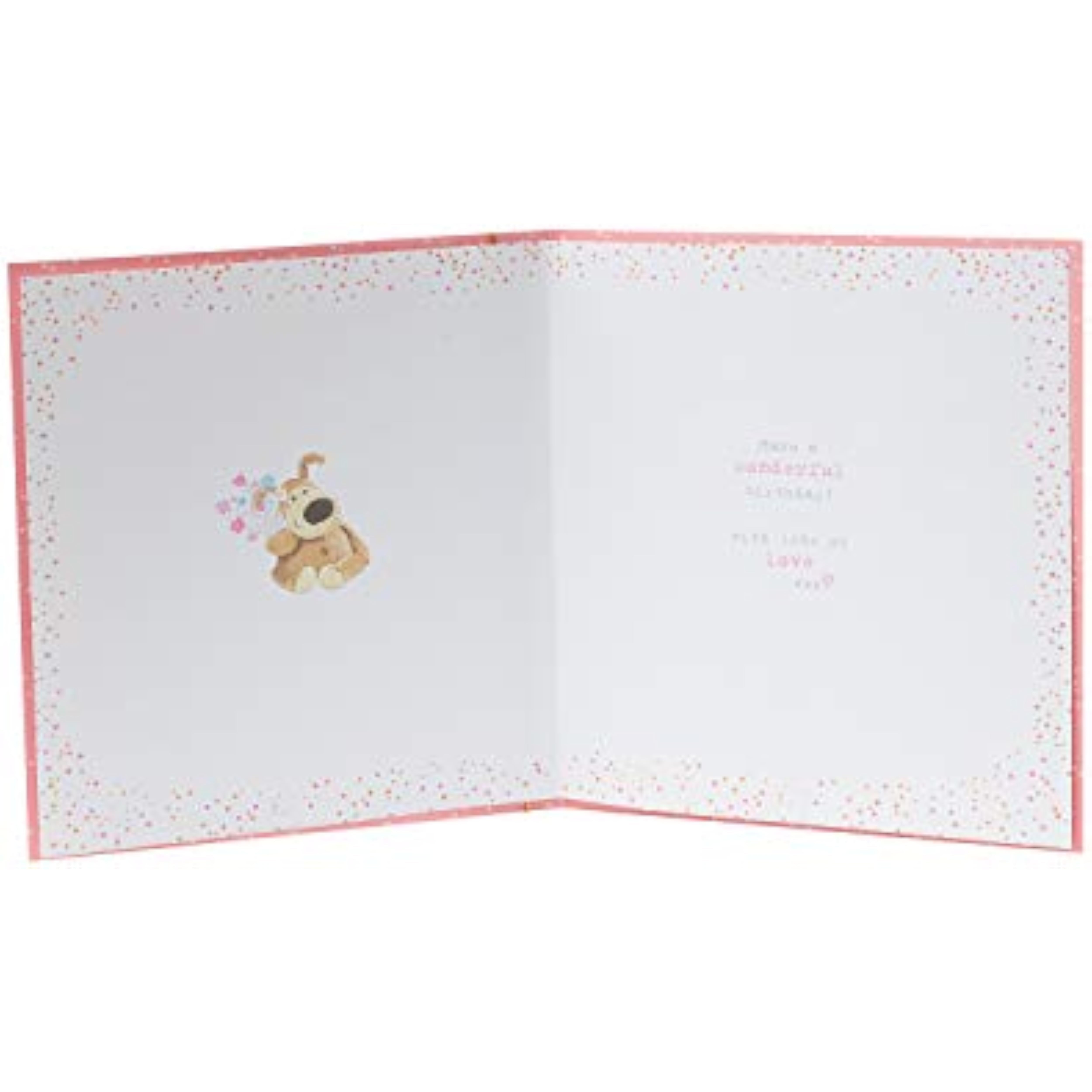 Cute Boofle birthday greeting card from UK Greetings featuring colorful floral design and cheerful message for special occasions.