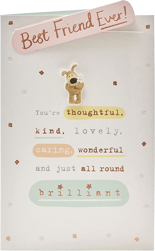 3D Boofle Best Friend birthday greeting card by UK Greetings featuring colorful floral design and cheerful illustration.