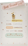 Cute 3D Boofle Best Friend birthday greeting card with colorful design, featuring adorable character and festive elements.