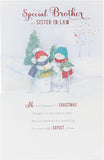 3D illustrated snowmen Christmas greeting card for brother and sister-in-law by UK Greetings, featuring festive winter design.