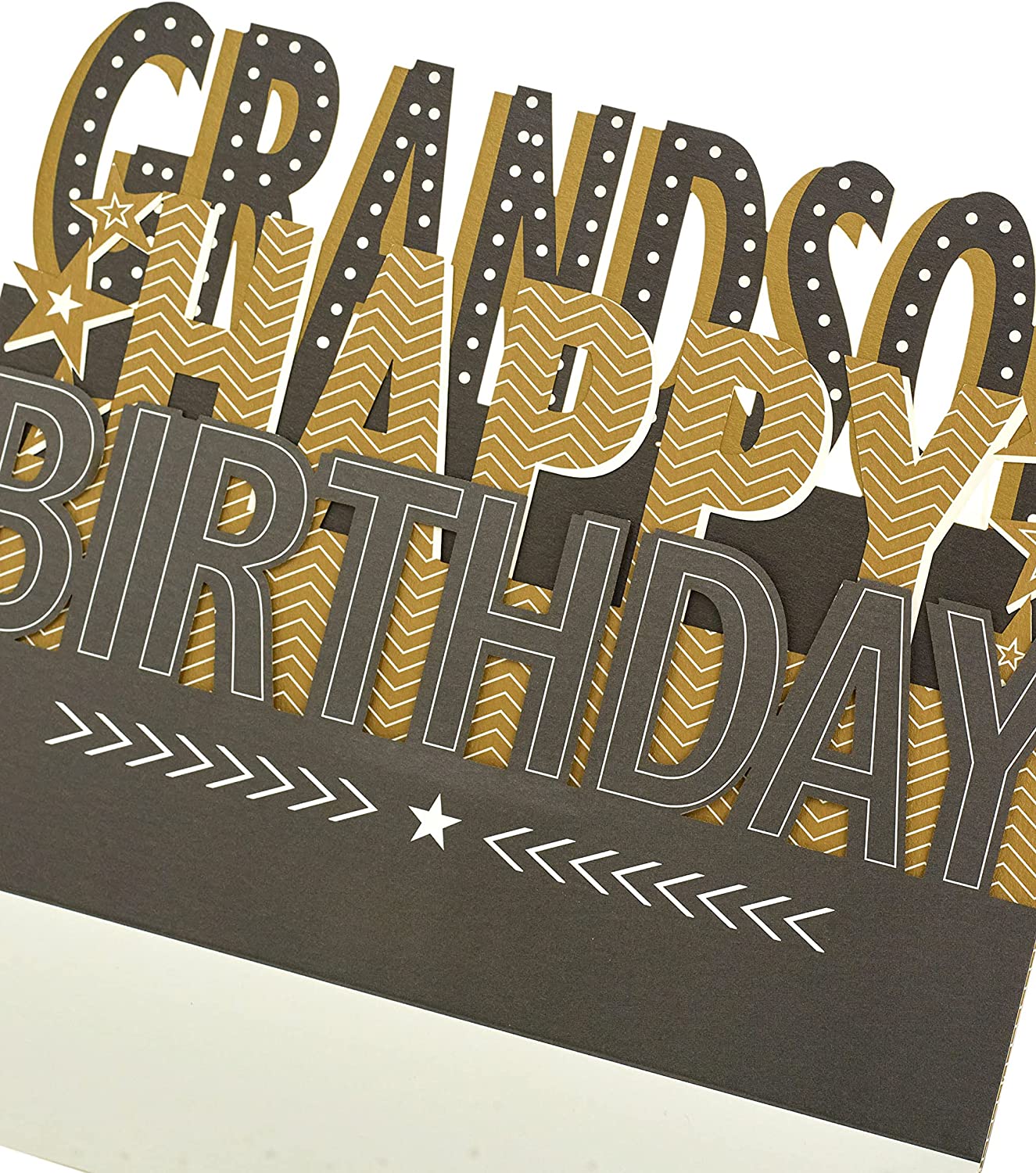 3D pop-up grandson birthday greeting card by UK Greetings featuring colorful birthday cake and festive design.