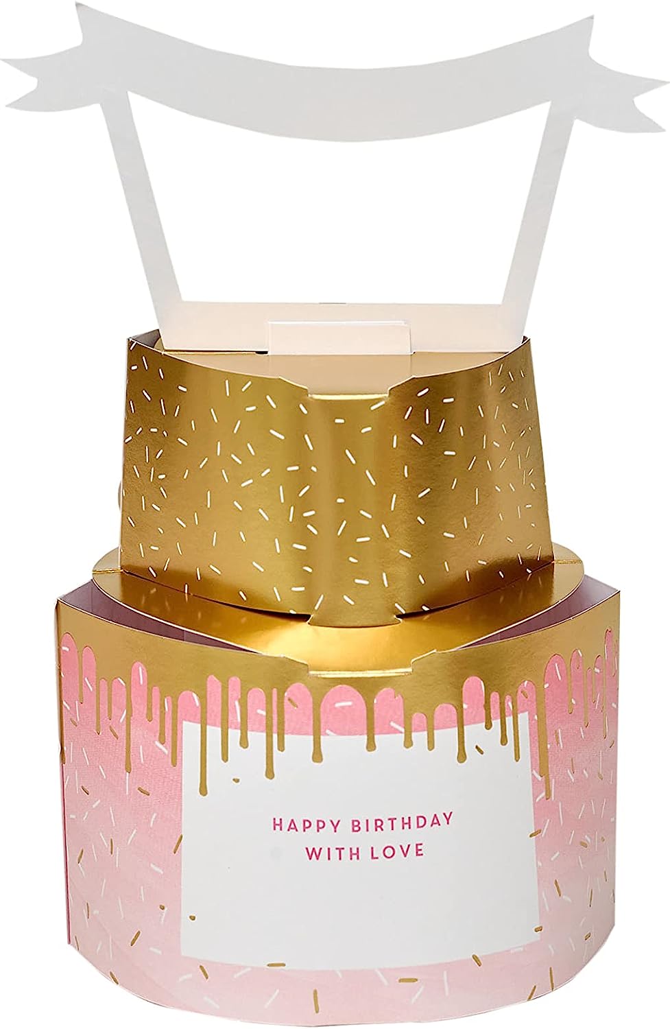 3D pop-up sister birthday greeting card by UK Greetings, featuring colorful floral and cake design with layered paper art.