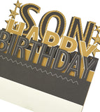 3D pop-up Son birthday greeting card by UK Greetings featuring colorful birthday cake and festive design.