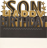 3D pop-up Son birthday greeting card from UK Greetings with colorful, detailed design and festive elements.