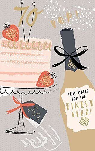 Gold foil birthday greeting card featuring "Happy Birthday" message with colorful design, UK Greetings brand.