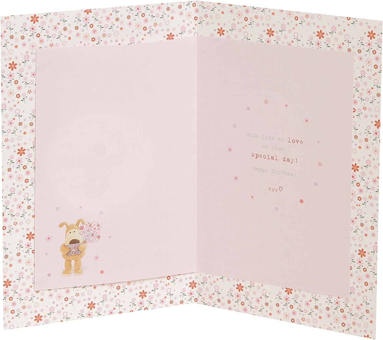 Cute Boofle Daughter-in-Law birthday greeting card from UK Greetings, featuring colorful floral illustrations and cheerful design.