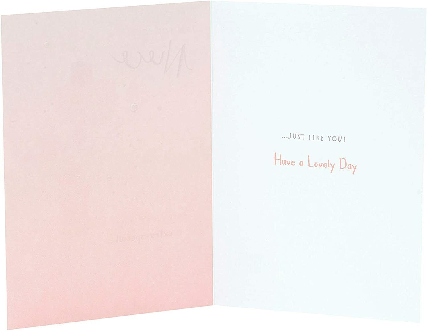 Cute teddy bear birthday greeting card for niece with pink foil accents, from UK Greetings.