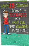 Teenage boy birthday greeting card with humorous design, suitable for 13th birthday, by UK Greetings.