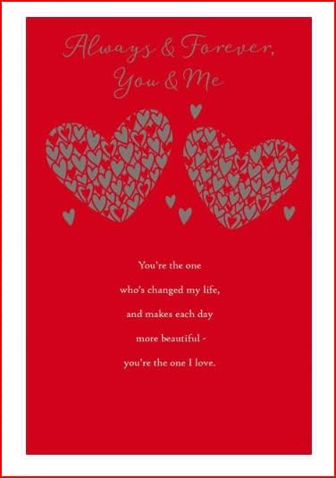 Always & Forever You & Me Valentine's Day greeting card by UK Greetings, with romantic design and heartfelt message.