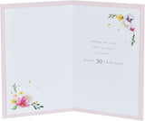 Colorful 30th birthday greeting card from UK Greetings featuring cheerful design and joyful message for celebrating a milestone.