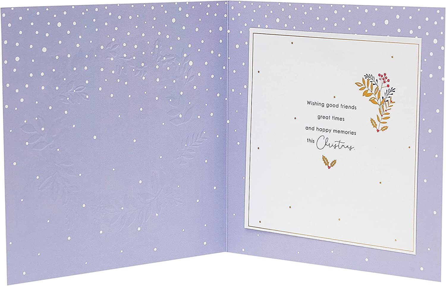 Festive Friends Christmas greeting card by UK Greetings featuring colorful holiday-themed design and cheerful holiday message.