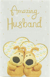 Cute Boofles wedding anniversary greeting card by UK Greetings featuring adorable husband and wife illustrations.