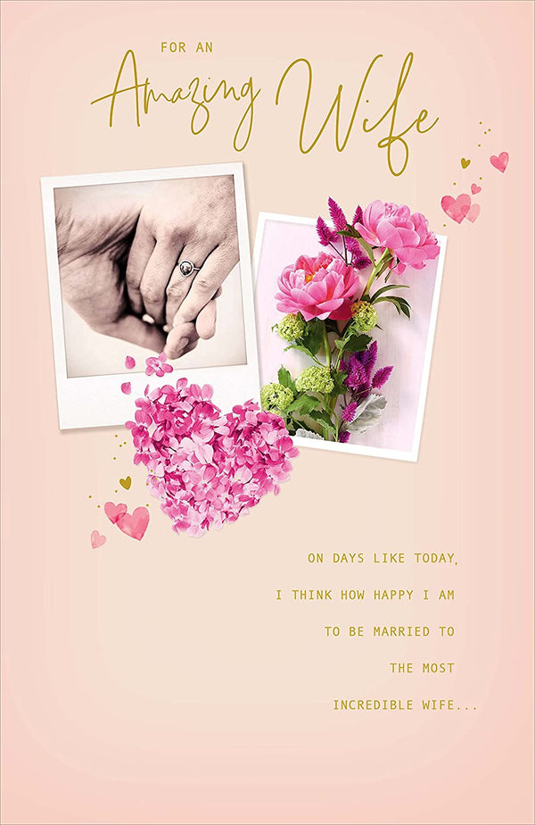 Romantic birthday greeting card for wife featuring heartfelt message, from UK Greetings, with floral and love-themed design.