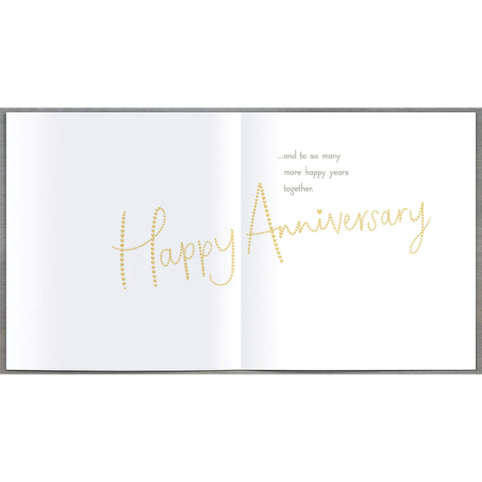 UK Greetings anniversary greeting card for husband featuring 3D gold hearts and elegant design.