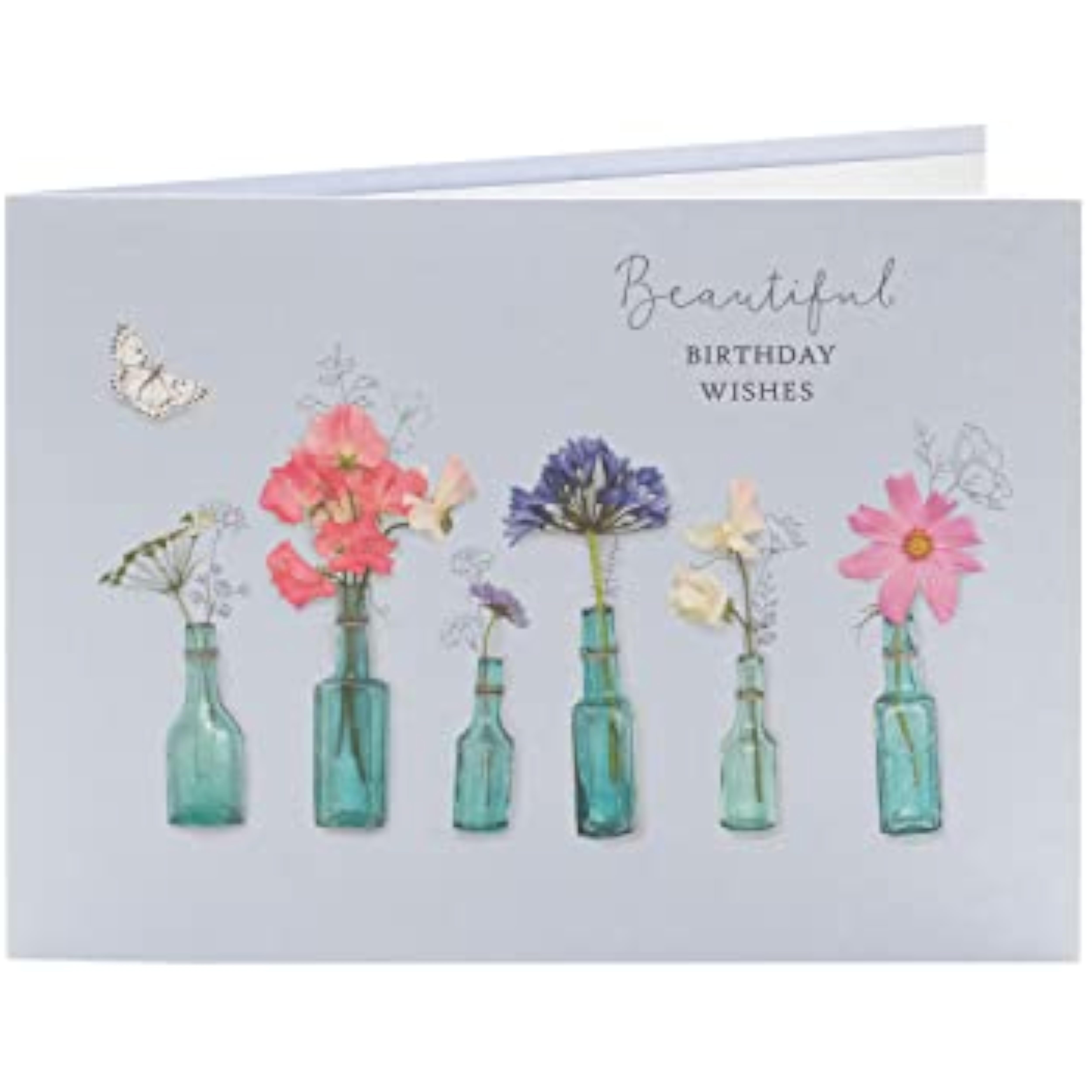 Beautiful floral birthday greeting card by UK Greetings featuring colorful flower illustrations and heartfelt wishes.