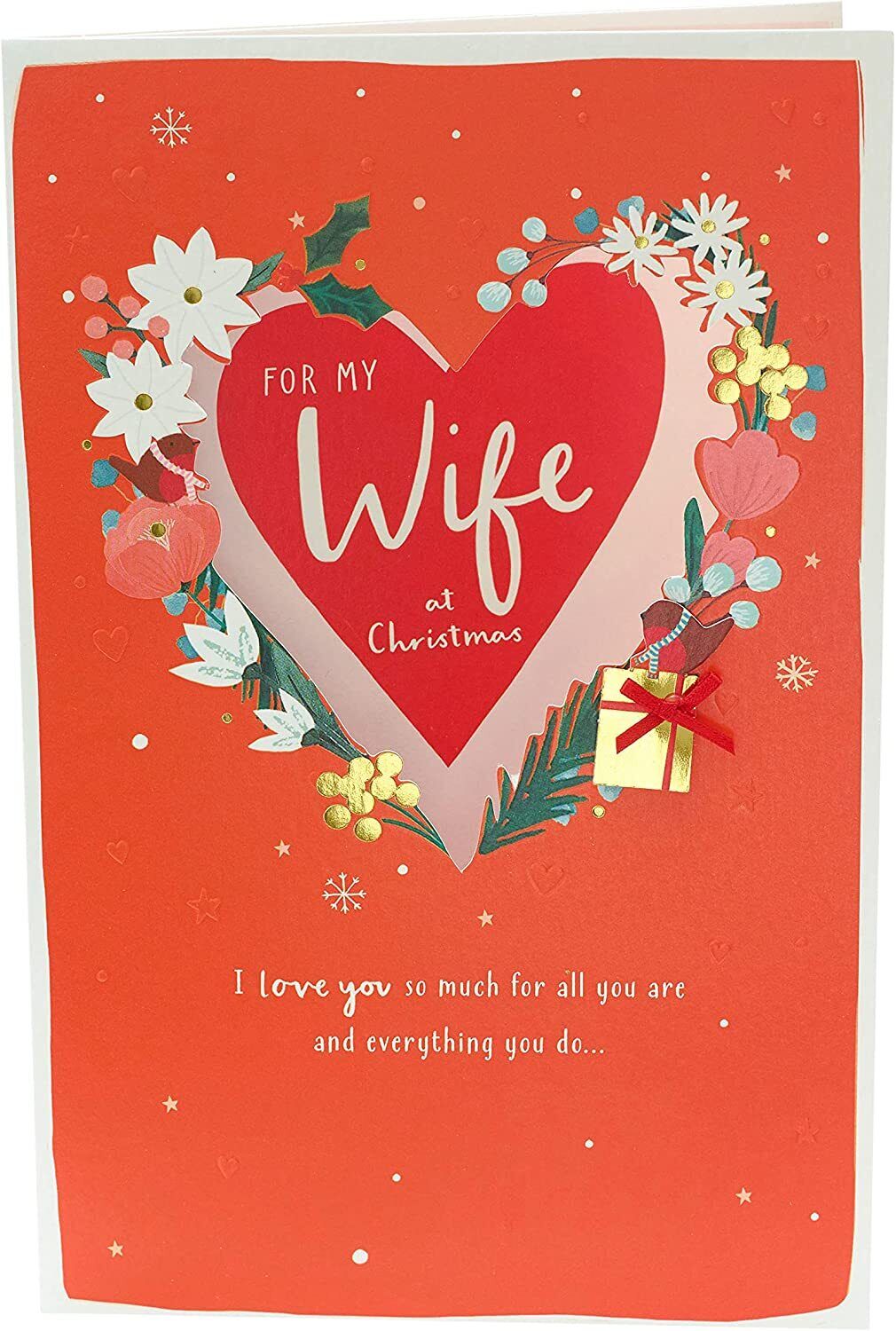 Beautiful Christmas greeting card for wife by UK Greetings featuring festive design and heartfelt message for the holiday season.