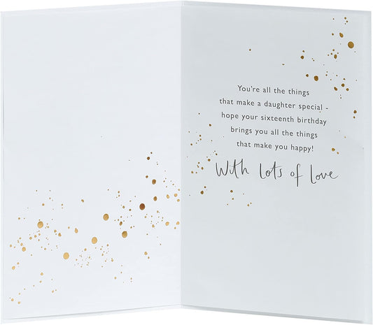 Beautiful greeting card for a daughter's 16th birthday featuring a stylish design, perfect for celebrating special moments.