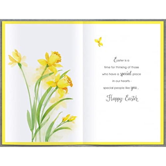 Beautiful Verse Flower Easter greeting card by UK Greetings featuring colorful floral design and elegant message inside.