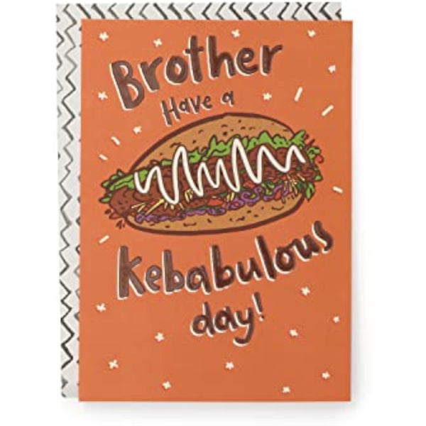 Birthday greeting card from UK Greetings' Wit for Brains range featuring a humorous design for brothers.