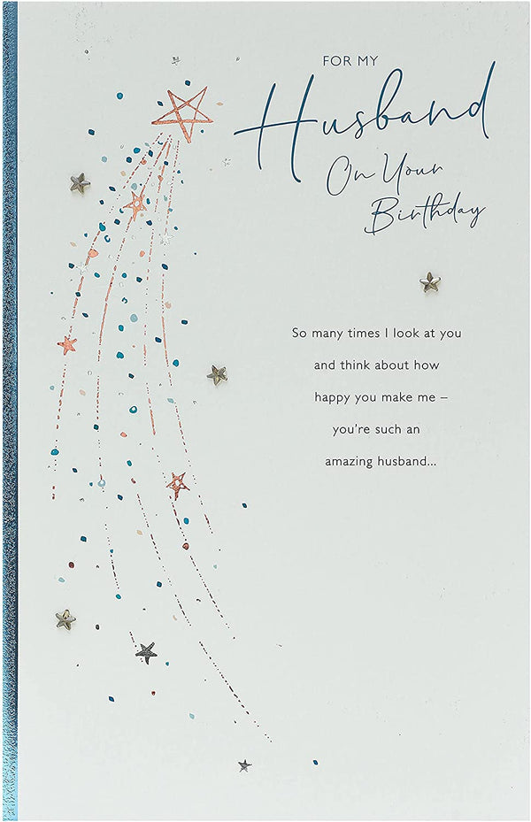 Loving birthday greeting card for husband featuring heartfelt words, in a UK Greetings greeting card design.
