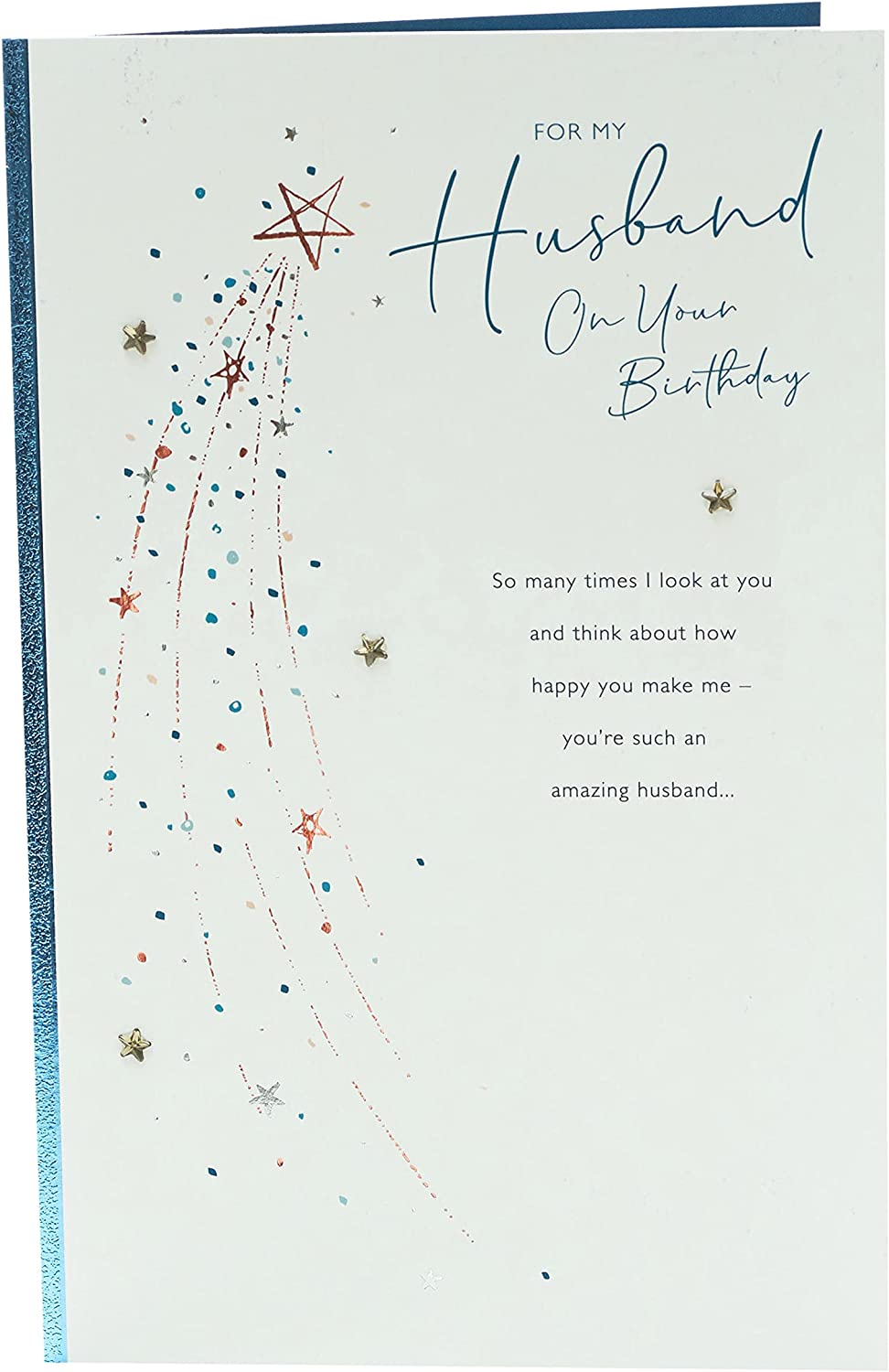 Loving birthday greeting card for husband with heartfelt words from UK Greetings, featuring colorful floral design.