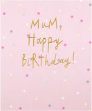 Hallmark UK Greetings birthday greeting card for mum with embossed text design, featuring floral and decorative accents.