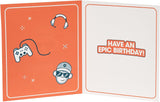 Birthday greeting card for nephew featuring a monkey gamer design, UK Greetings, with colorful illustrations of a gaming monkey.