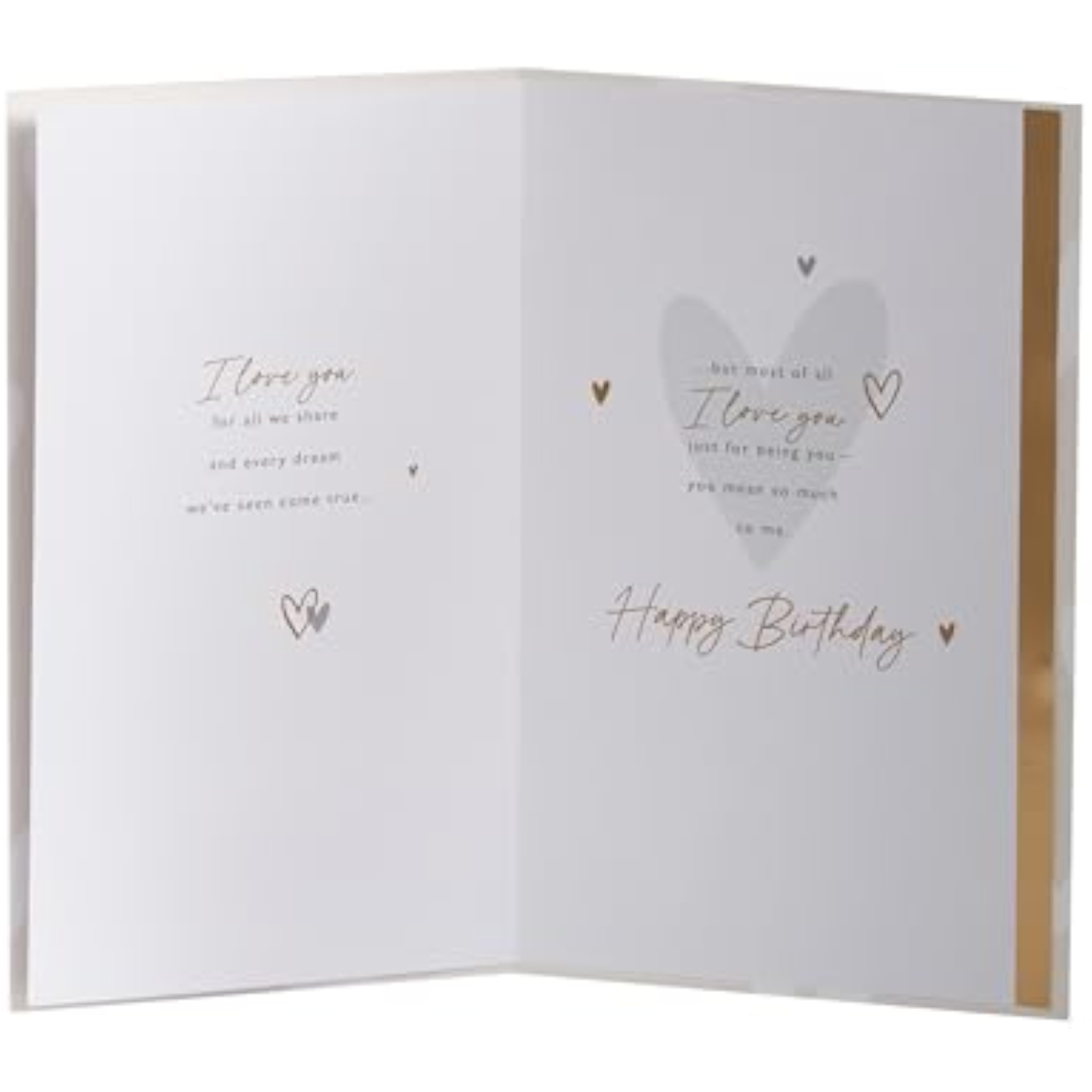UK Greetings birthday greeting card with a hearts design, featuring colorful heart illustrations for loved ones.