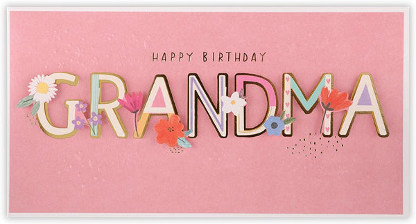 Colorful birthday greeting card for grandma from UK Greetings, featuring cheerful designs and heartfelt messages.