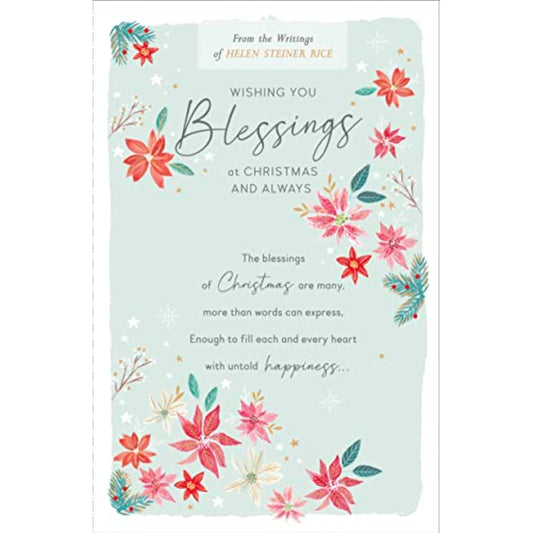 Elegant religious Christmas greeting card featuring blessings design by UK Greetings, with festive holiday imagery and traditional motifs.
